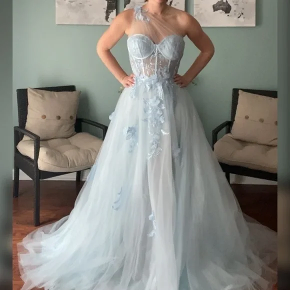 Boutique | Dresses | Nwt Light Blue Aline Ball Gown Or Non Traditional  Wedding Dress | Poshmark